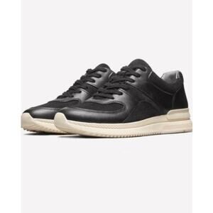 Everlane Leather Trainer Lace Up Sneaker / black / 9